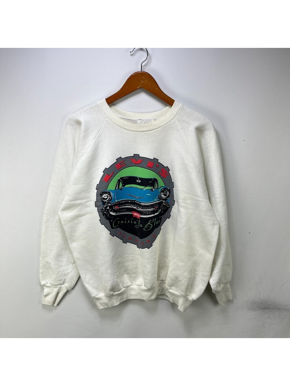 Vintage 90s Levi’s Cruisin in Blue Car Sweatshirt XL Rare
